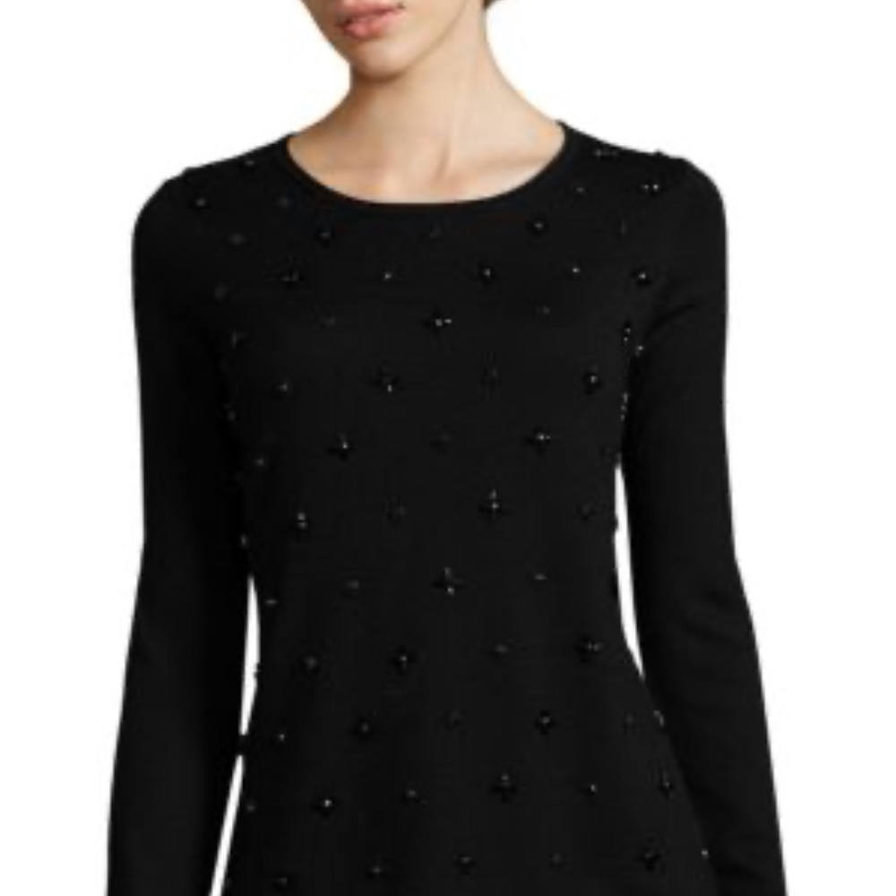 ELIE TAHARI Miranda Embellished Sweater Black Size L